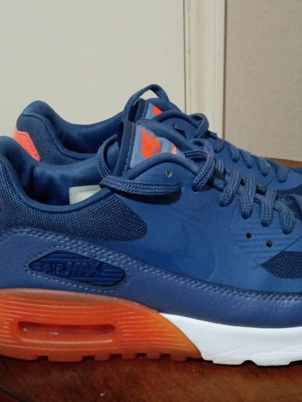 Nike Air Max 90 Ultra Essential Shoes Women Size 6 724981-400 Blue Orange - Picture 10 of 13